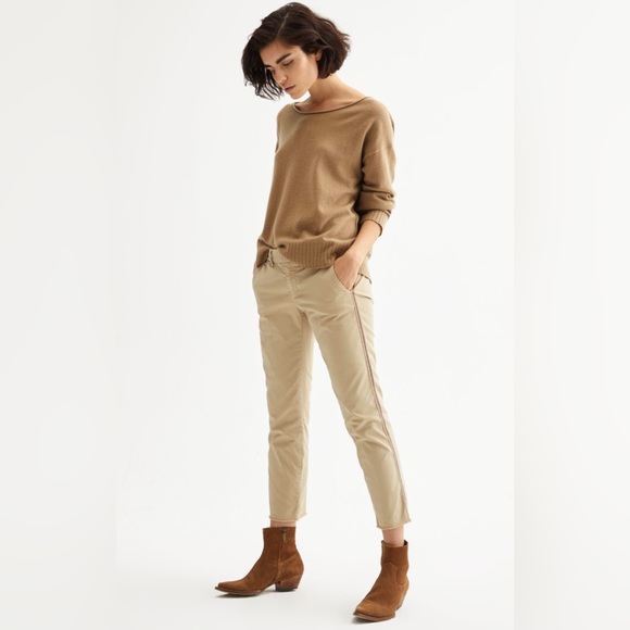 Nili Lotan East Hampton Desert Sand Cropped Side Stripe Tape Pant Size 2 - Picture 6 of 13